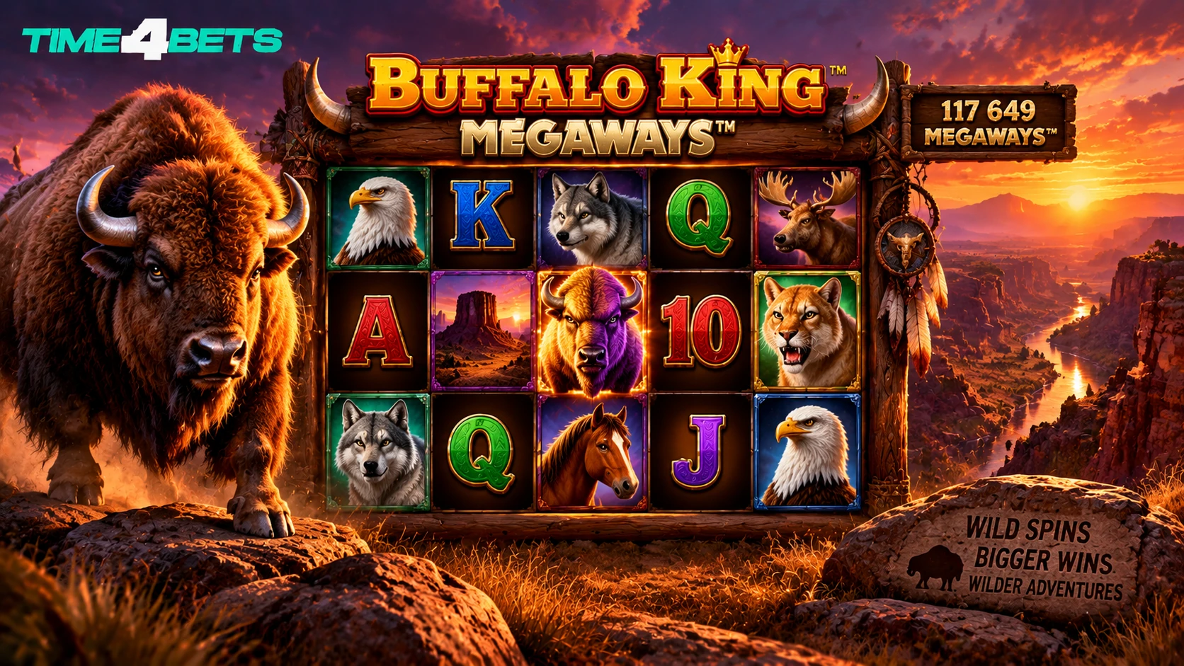 Buffalo King Megaways mobile gameplay at Time4Bets Kuwait