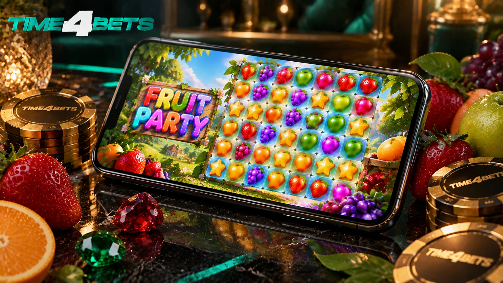 Fruit Party mobile casino play at Time4Bets Kuwait