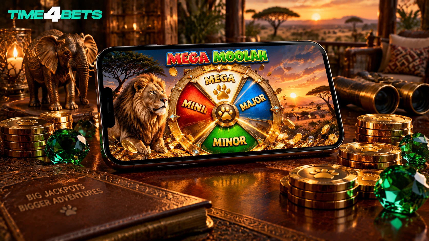 Mega Moolah mobile jackpot gaming at Time4Bets Kuwait
