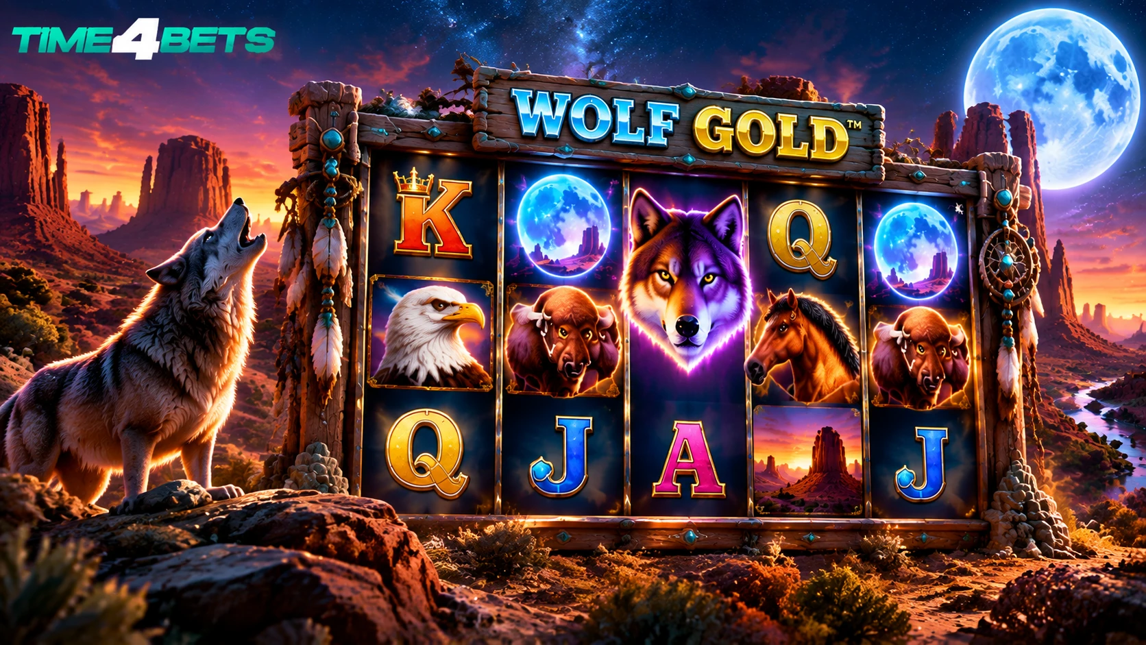 Wolf Gold Slot Reels in Desert Canyon
